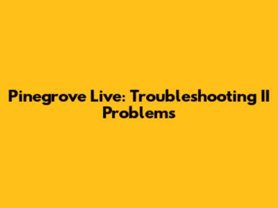 Pinegrove Live: Troubleshooting II Problems