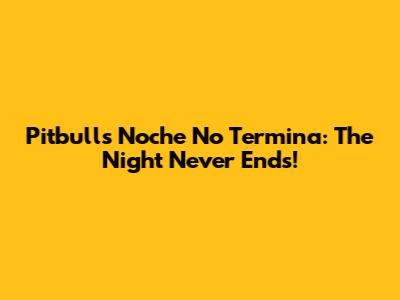 Pitbull's 'Noche No Termina': The Night Never Ends!