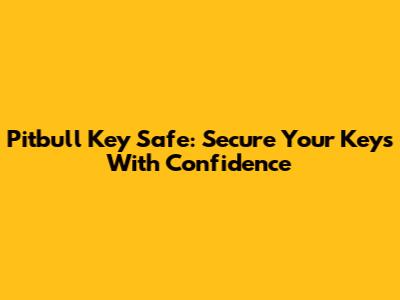 Pitbull Key Safe: Secure Your Keys With Confidence