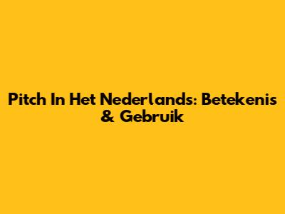 Pitch In Het Nederlands: Betekenis & Gebruik