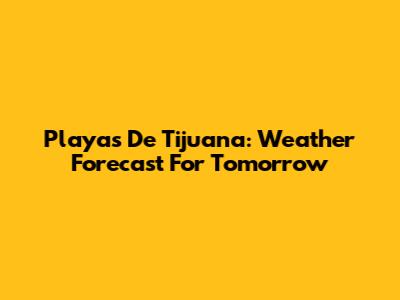 Playas De Tijuana: Weather Forecast For Tomorrow