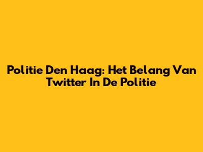 Politie Den Haag: Het Belang Van Twitter In De Politie