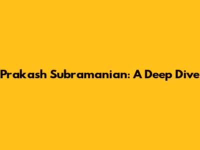 Prakash Subramanian: A Deep Dive