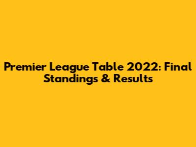 Premier League Table 2022: Final Standings & Results
