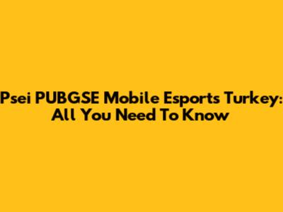 Psei PUBGSE Mobile Esports Turkey: All You Need To Know