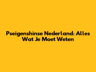 Pseigenshinse Nederland: Alles Wat Je Moet Weten