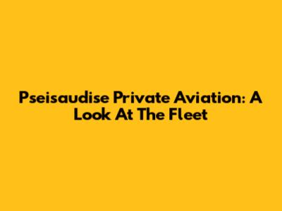 Pseisaudise Private Aviation: A Look At The Fleet