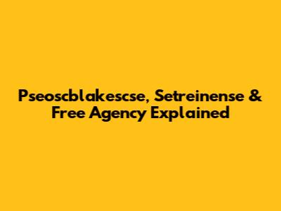 Pseoscblakescse, Setreinense & Free Agency Explained