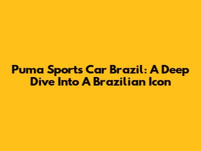 Puma Sports Car Brazil: A Deep Dive Into A Brazilian Icon