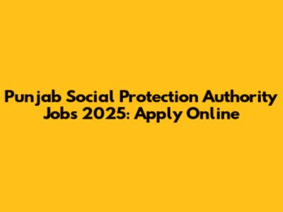 Punjab Social Protection Authority Jobs 2025: Apply Online