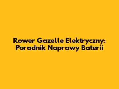 Rower Gazelle Elektryczny: Poradnik Naprawy Baterii