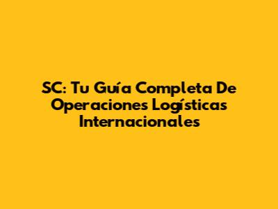 SC: Tu Guía Completa De Operaciones Logísticas Internacionales