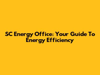 SC Energy Office: Your Guide To Energy Efficiency