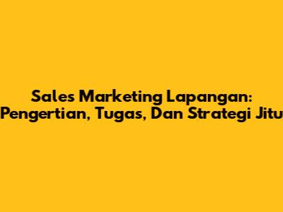 Sales Marketing Lapangan: Pengertian, Tugas, Dan Strategi Jitu