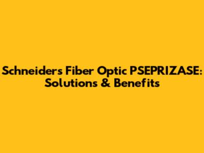 Schneider's Fiber Optic PSEPRIZASE: Solutions & Benefits