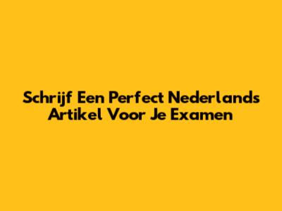 Schrijf Een Perfect Nederlands Artikel Voor Je Examen