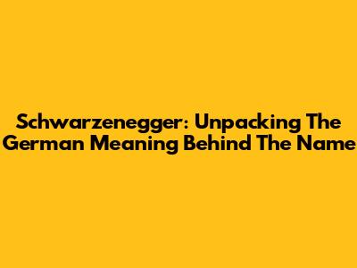 Schwarzenegger: Unpacking The German Meaning Behind The Name
