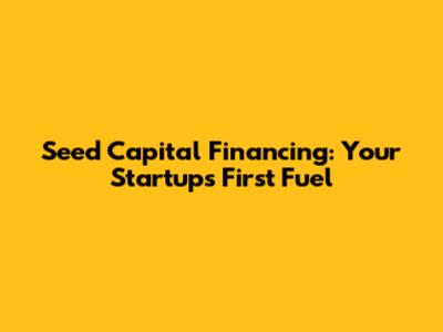 Seed Capital Financing: Your Startup's First Fuel
