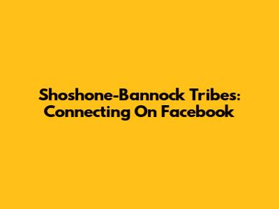 Shoshone-Bannock Tribes: Connecting On Facebook