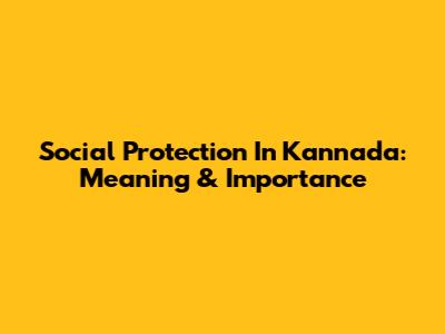 Social Protection In Kannada: Meaning & Importance