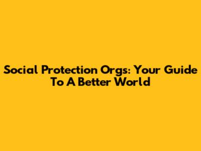 Social Protection Orgs: Your Guide To A Better World