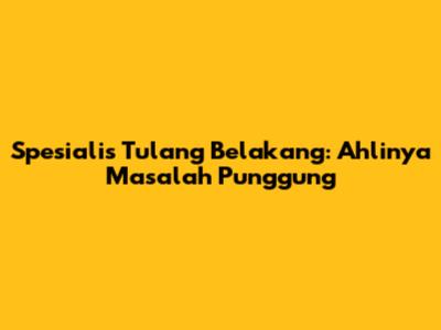 Spesialis Tulang Belakang: Ahlinya Masalah Punggung