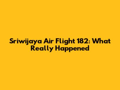 Sriwijaya Air Flight 182: What Really Happened