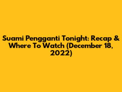 Suami Pengganti Tonight: Recap & Where To Watch (December 18, 2022)