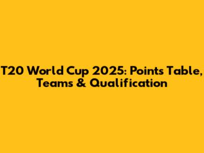 T20 World Cup 2025: Points Table, Teams & Qualification