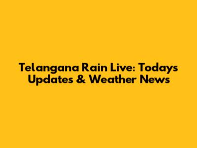 Telangana Rain Live: Today's Updates & Weather News