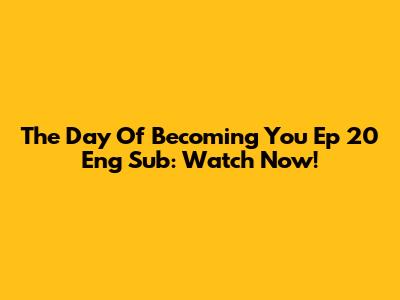 The Day Of Becoming You Ep 20 Eng Sub: Watch Now!