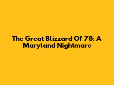 The Great Blizzard Of '78: A Maryland Nightmare