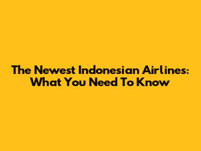 The Newest Indonesian Airlines: What You Need To Know