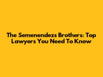 The Semenendezs Brothers: Top Lawyers You Need To Know