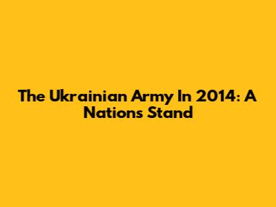 The Ukrainian Army In 2014: A Nation's Stand