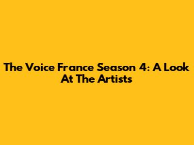 The Voice France Season 4: A Look At The Artists