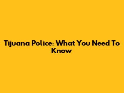 Tijuana Police: What You Need To Know