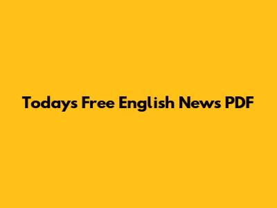 Today's Free English News PDF