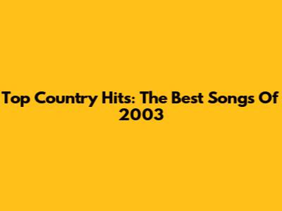 Top Country Hits: The Best Songs Of 2003
