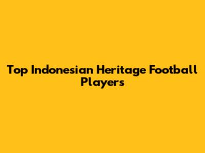 Top Indonesian Heritage Football Players