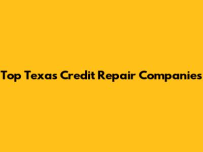 Top Texas Credit Repair Companies