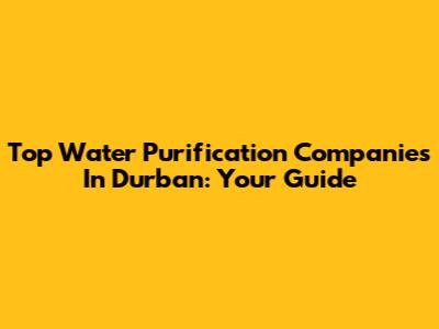 Top Water Purification Companies In Durban: Your Guide