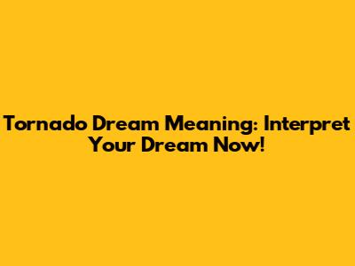 Tornado Dream Meaning: Interpret Your Dream Now!