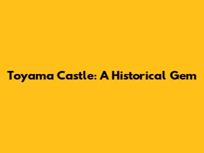 Toyama Castle: A Historical Gem