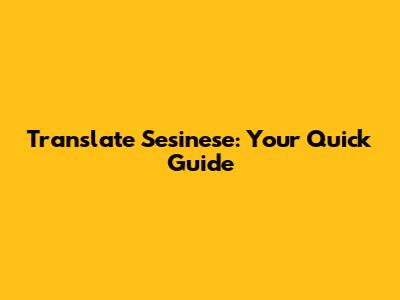 Translate Sesinese: Your Quick Guide