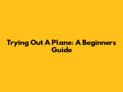 Trying Out A Plane: A Beginner's Guide