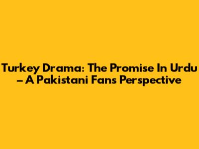Turkey Drama: The Promise In Urdu – A Pakistani Fan's Perspective