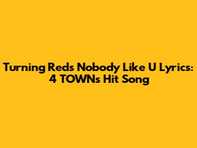 Turning Red's "Nobody Like U" Lyrics: 4*TOWN's Hit Song