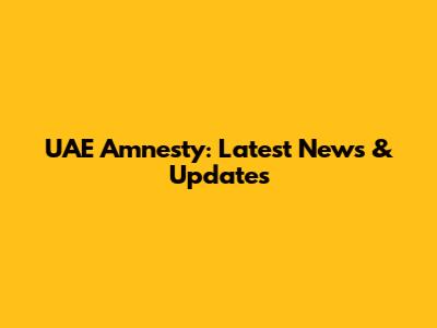 UAE Amnesty: Latest News & Updates