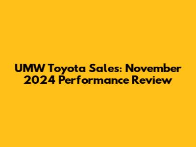 UMW Toyota Sales: November 2024 Performance Review